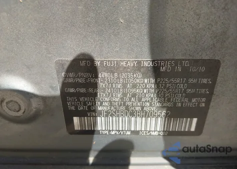 2011 Subaru Forester 2.5X Premium from USA, damaged, VIN JF2SHBDC3BH709562